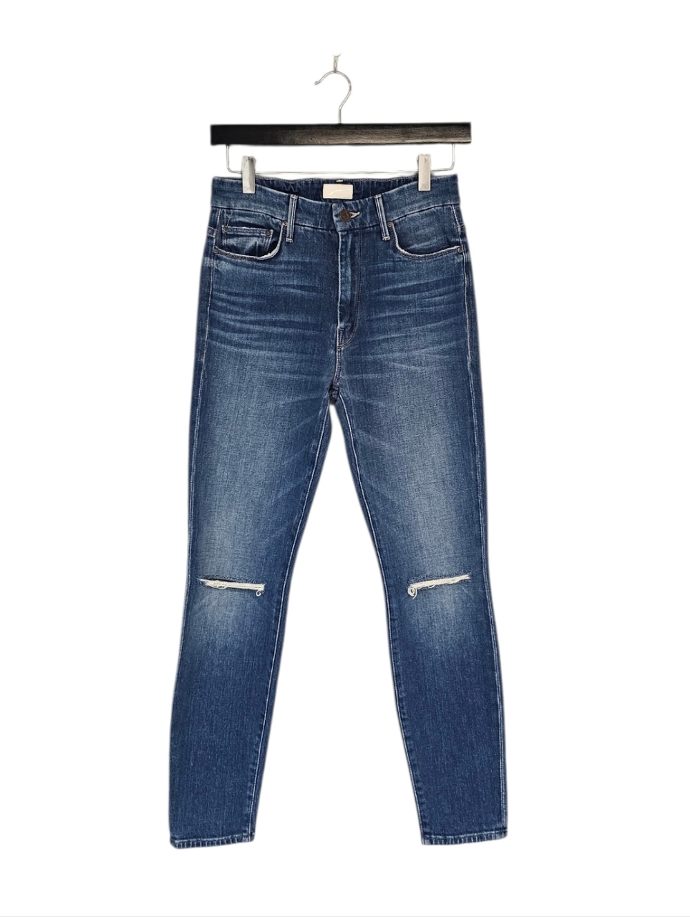 MOTHER High‎ Waisted Looker Ankle Skinny Distressed Blue Gold Rush Baby Jeans 26